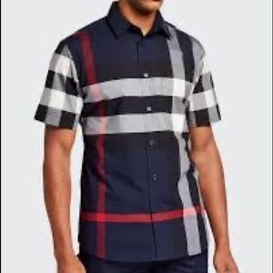 Authentic Burberry Men’s XL short sleeve check stretch poplin shirt
